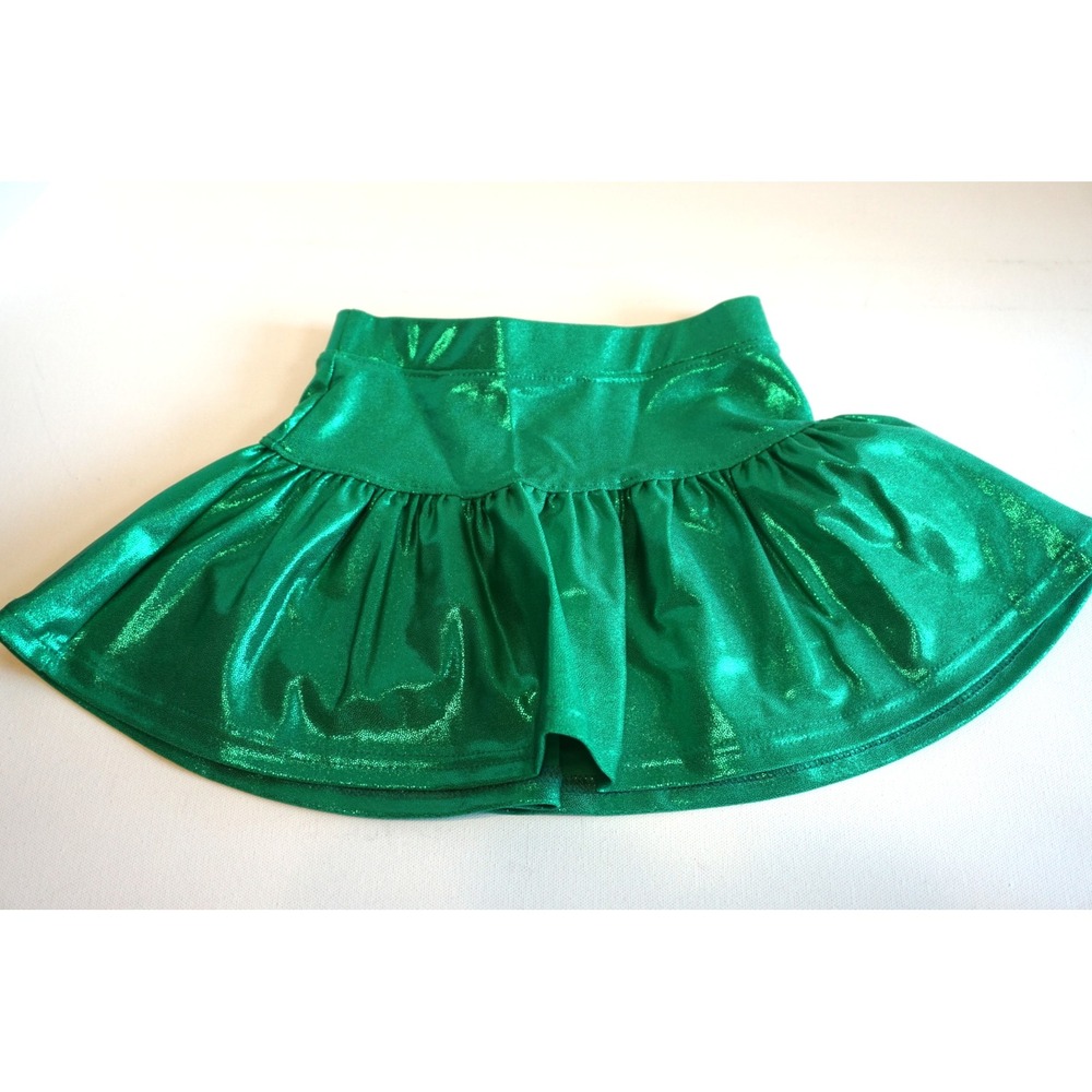 Azarhia Girls Metallic Dark Green Athletic Skort Size YXS 5 Gymnastics Dance